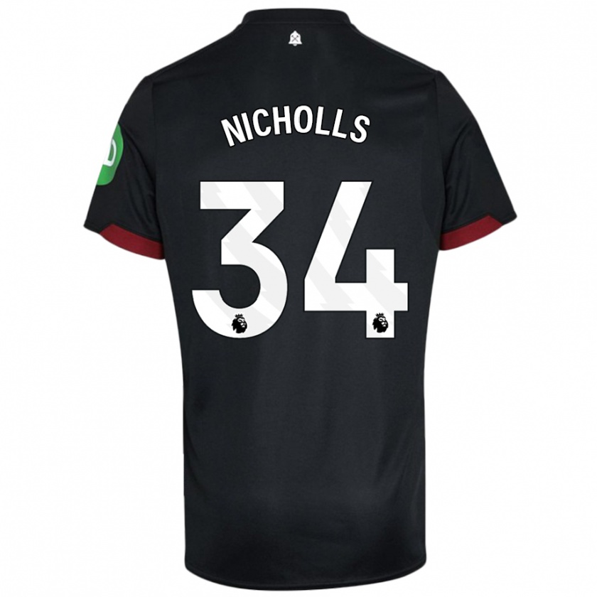 Kandiny Uomo Maglia Macey Nicholls #34 Nero Bianco Kit Gara Away 2024/25 Maglietta