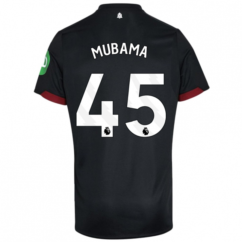 Kandiny Uomo Maglia Divin Mubama #45 Nero Bianco Kit Gara Away 2024/25 Maglietta