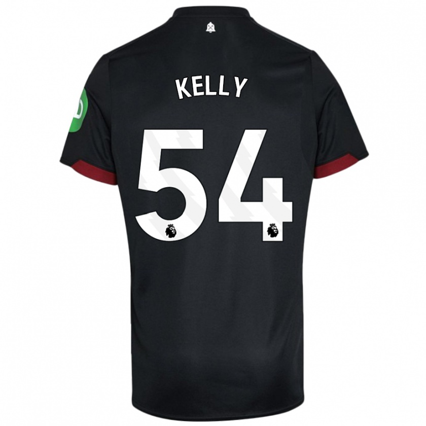 Kandiny Hombre Camiseta Patrick Kelly #54 Negro Blanco 2ª Equipación 2024/25 La Camisa