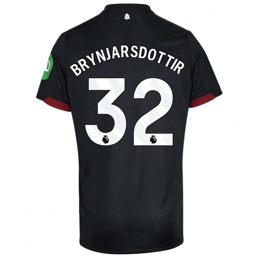 Kandiny Uomo Maglia Dagny Brynjarsdottir #32 Nero Bianco Kit Gara Away 2024/25 Maglietta