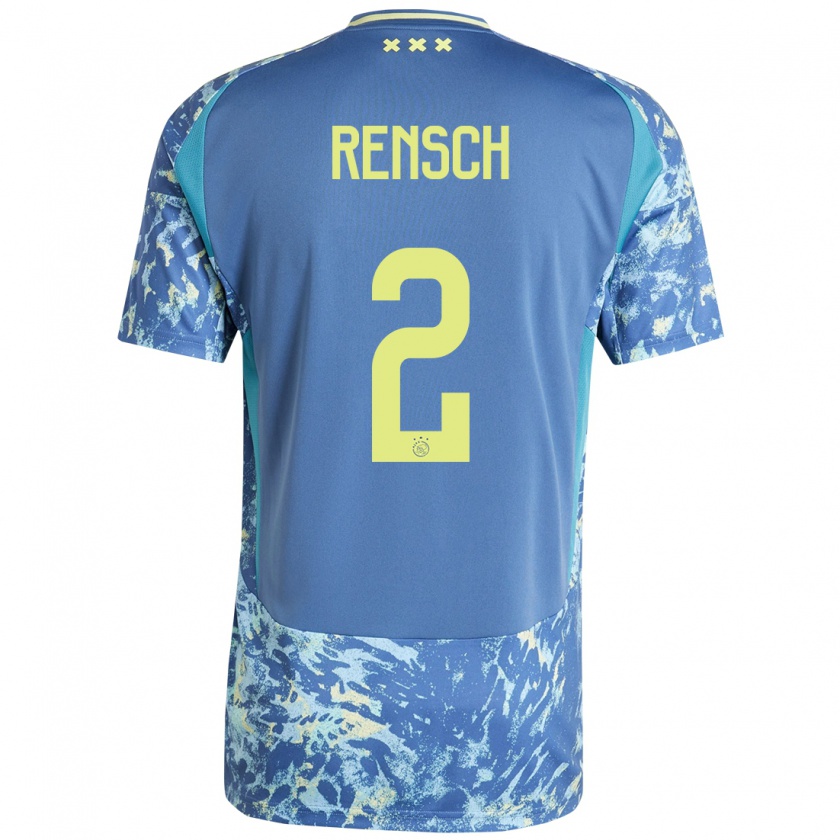 Kandiny Herren Devyne Rensch #2 Grau Blau Gelb Auswärtstrikot Trikot 2024/25 T-Shirt Österreich