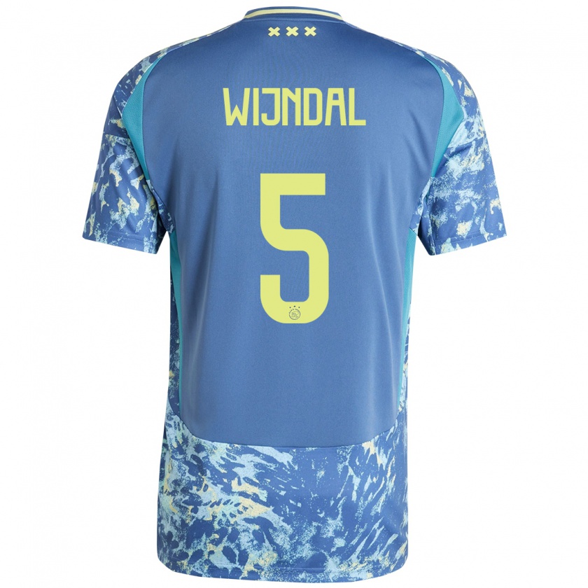 Kandiny Heren Owen Wijndal #5 Grijs Blauw Geel Uitshirt Uittenue 2024/25 T-Shirt