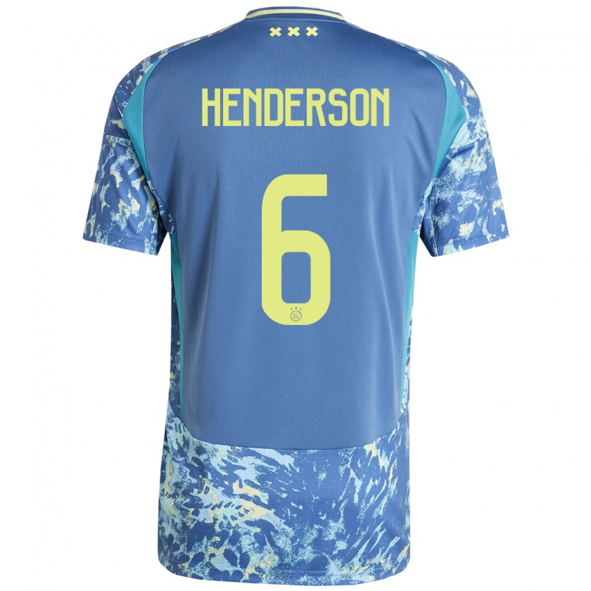 Kandiny Heren Jordan Henderson #6 Grijs Blauw Geel Uitshirt Uittenue 2024/25 T-Shirt België