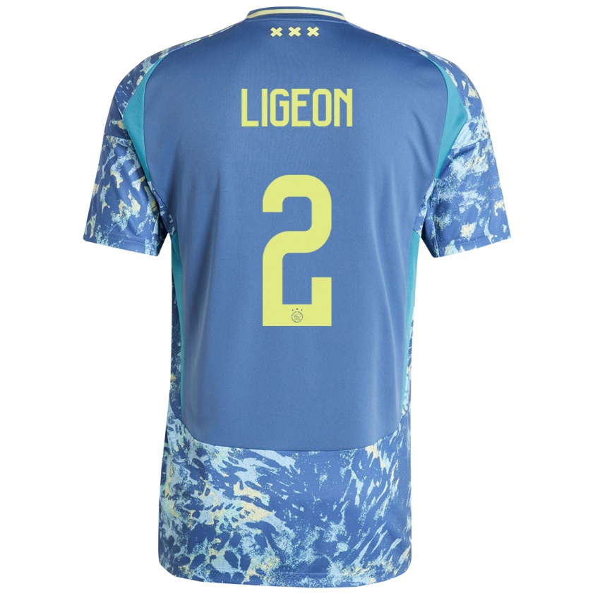 Kandiny Heren Ruben Ligeon #2 Grijs Blauw Geel Uitshirt Uittenue 2024/25 T-Shirt