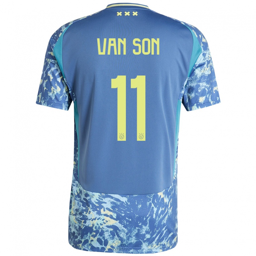 Kandiny Herren Daniël Van Son #11 Grau Blau Gelb Auswärtstrikot Trikot 2024/25 T-Shirt Österreich