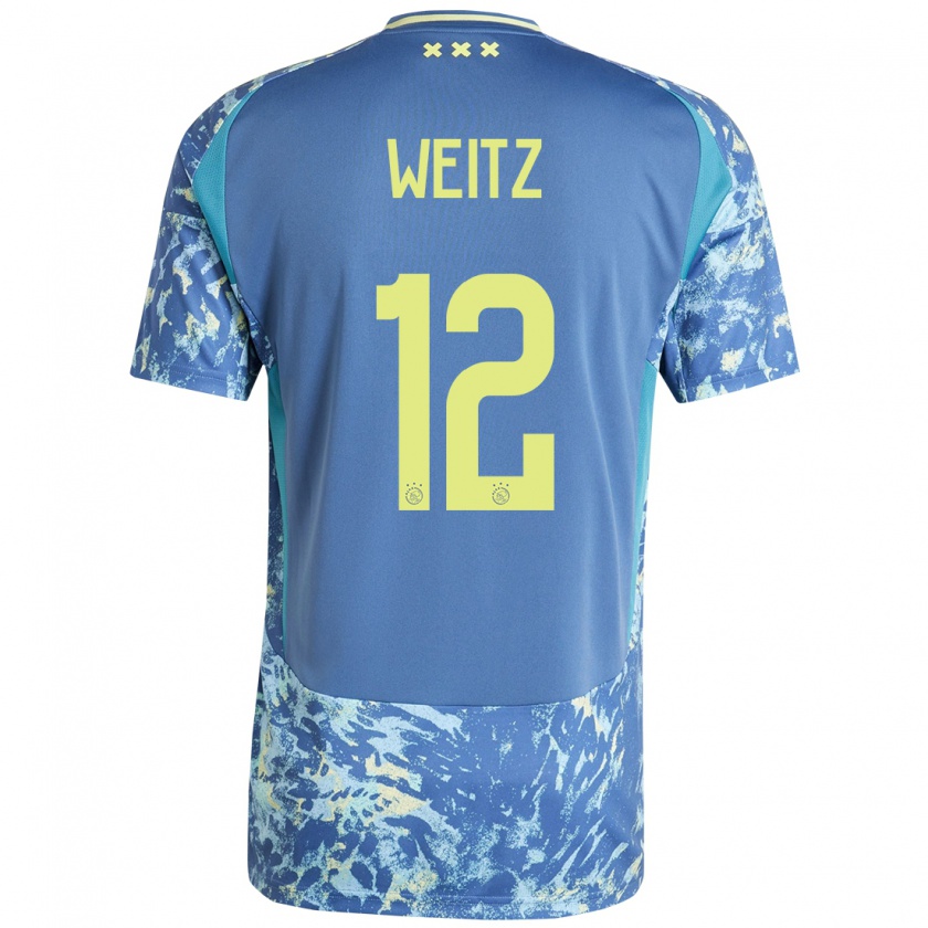 Kandiny Heren Axel Weitz #12 Grijs Blauw Geel Uitshirt Uittenue 2024/25 T-Shirt België