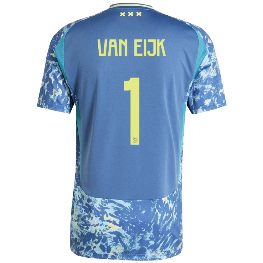 Kandiny Hombre Camiseta Regina Van Eijk #1 Gris Azul Amarillo 2ª Equipación 2024/25 La Camisa México