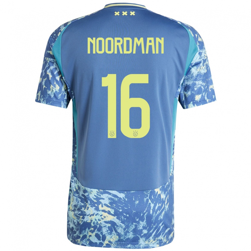 Kandiny Hombre Camiseta Danique Noordman #16 Gris Azul Amarillo 2ª Equipación 2024/25 La Camisa México