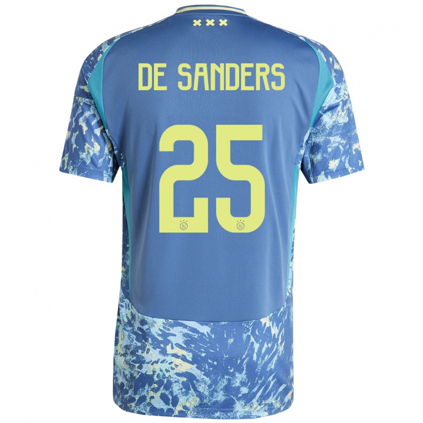 Kandiny Heren Kay-Lee De Sanders #25 Grijs Blauw Geel Uitshirt Uittenue 2024/25 T-Shirt