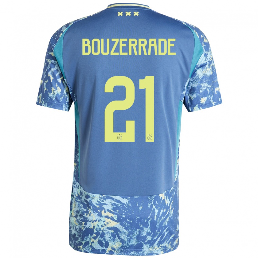 Kandiny Herren Zaina Bouzerrade #21 Grau Blau Gelb Auswärtstrikot Trikot 2024/25 T-Shirt Österreich