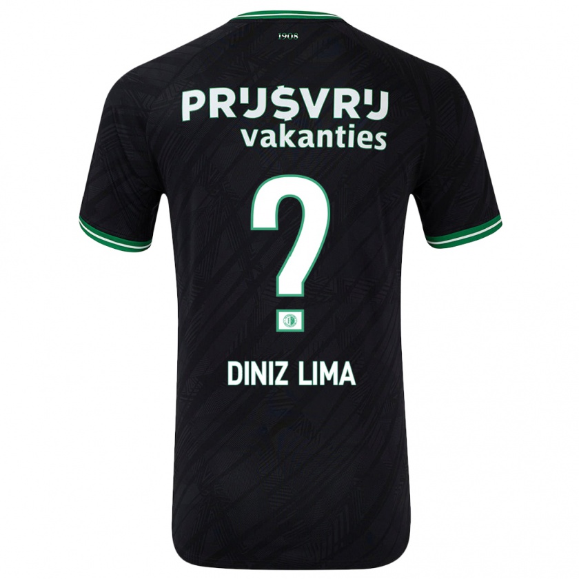 Kandiny Heren Lucas Diniz Lima #0 Zwart Groen Uitshirt Uittenue 2024/25 T-Shirt