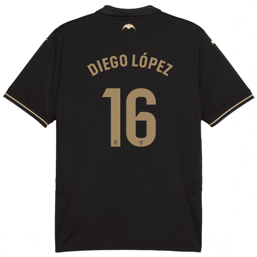 Kandiny Hombre Camiseta Diego López #16 Negro 2ª Equipación 2024/25 La Camisa