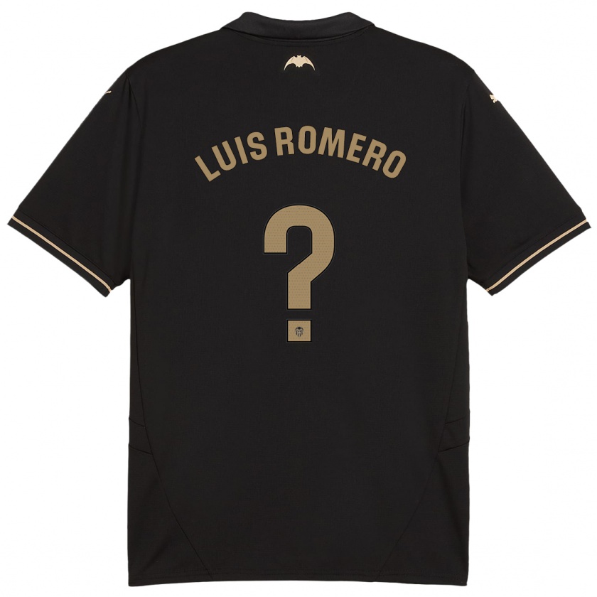 Kandiny Uomo Maglia Luis Romero #0 Nero Kit Gara Away 2024/25 Maglietta