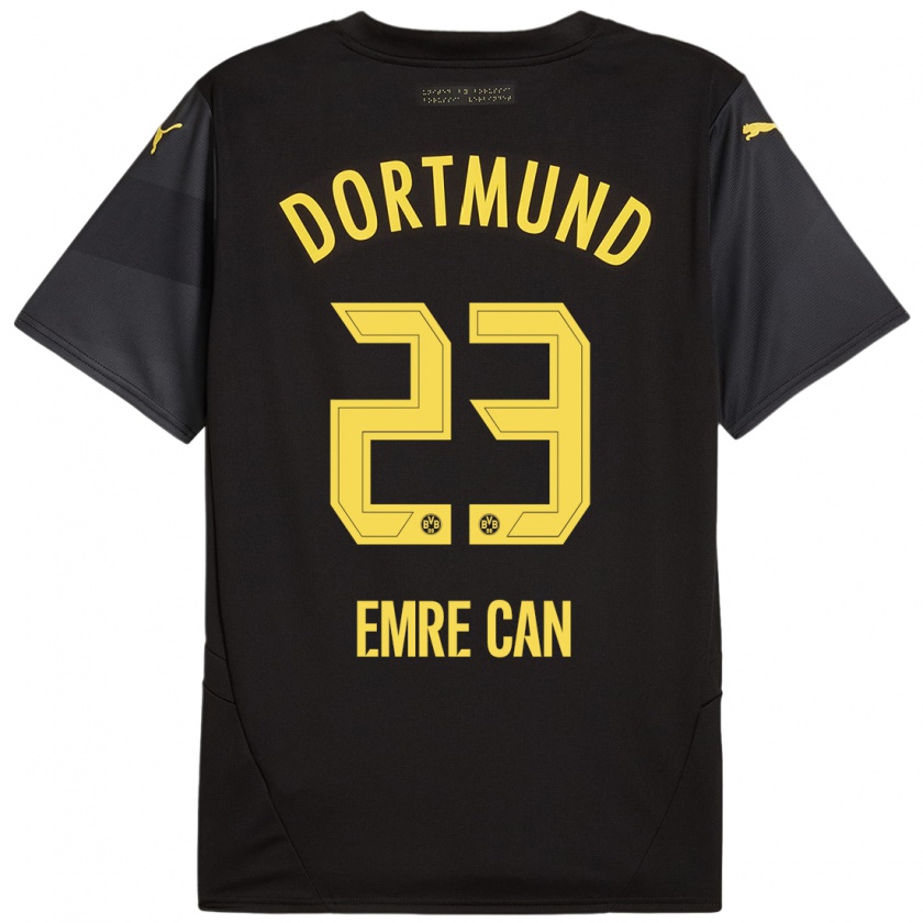 Kandiny Uomo Maglia Emre Can #23 Nero Giallo Kit Gara Away 2024/25 Maglietta