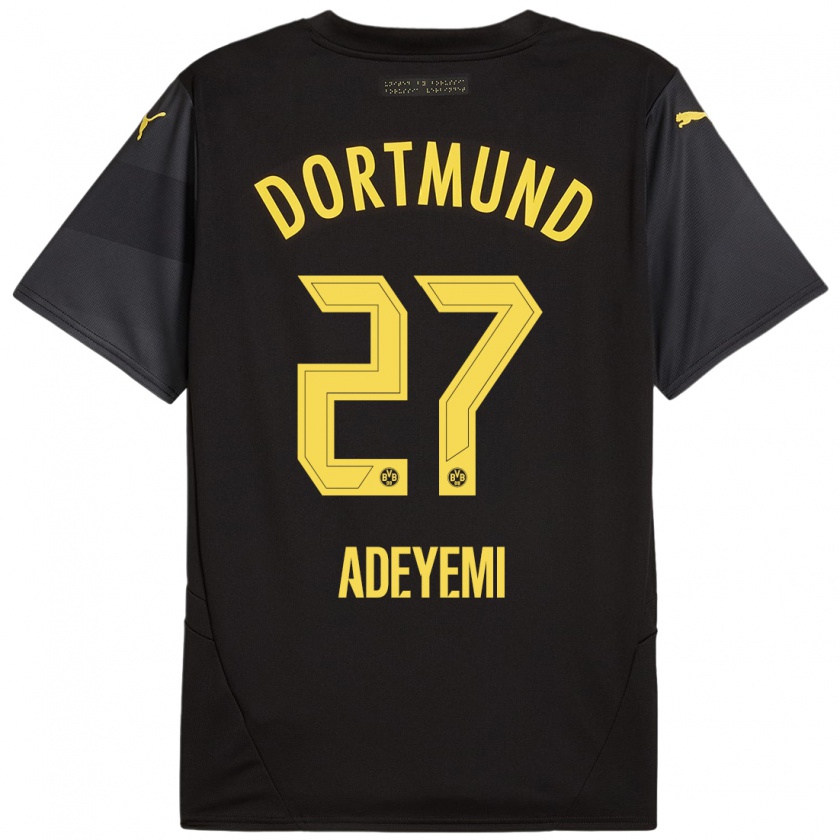 Kandiny Heren Karim Adeyemi #27 Zwart Geel Uitshirt Uittenue 2024/25 T-Shirt