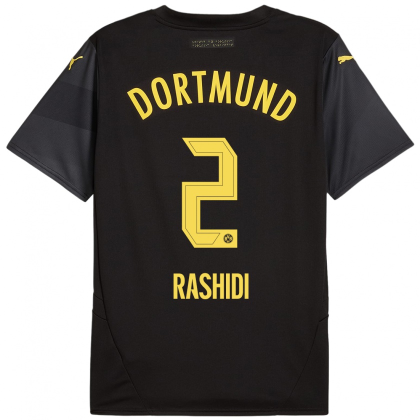 Kandiny Uomo Maglia William Rashidi #2 Nero Giallo Kit Gara Away 2024/25 Maglietta