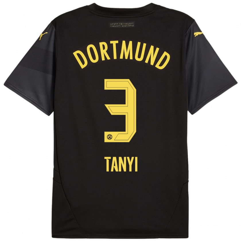 Kandiny Uomo Maglia Paul Tanyi #3 Nero Giallo Kit Gara Away 2024/25 Maglietta