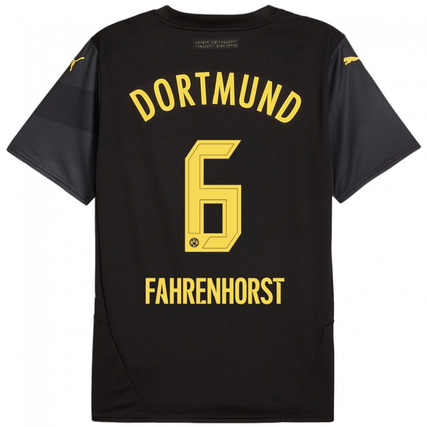 Kandiny Uomo Maglia Luke Fahrenhorst #6 Nero Giallo Kit Gara Away 2024/25 Maglietta