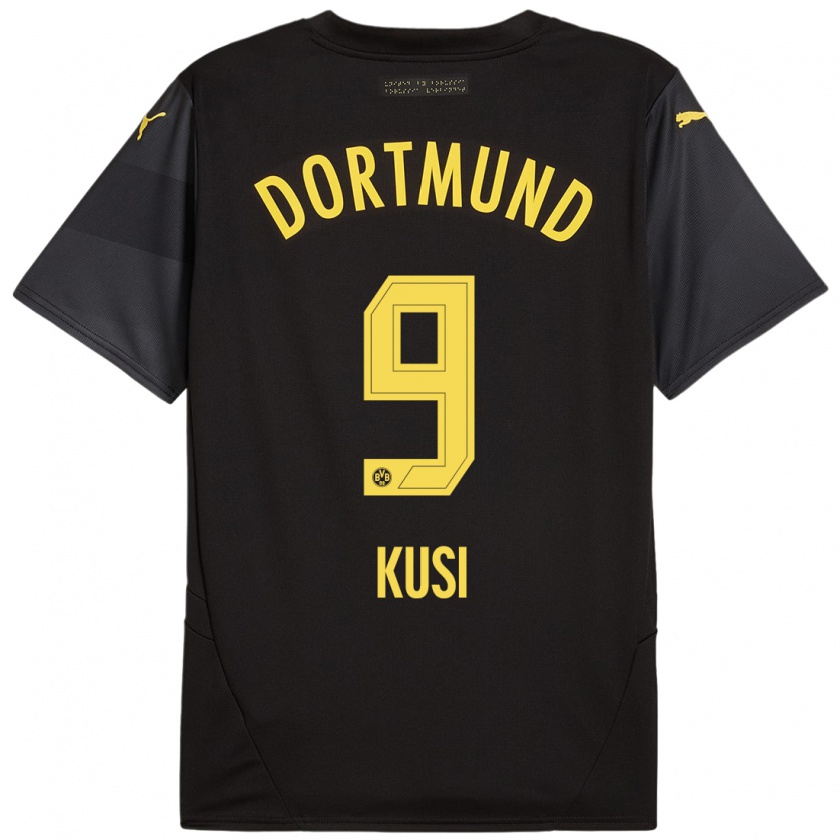 Kandiny Uomo Maglia Jemain Kusi #9 Nero Giallo Kit Gara Away 2024/25 Maglietta