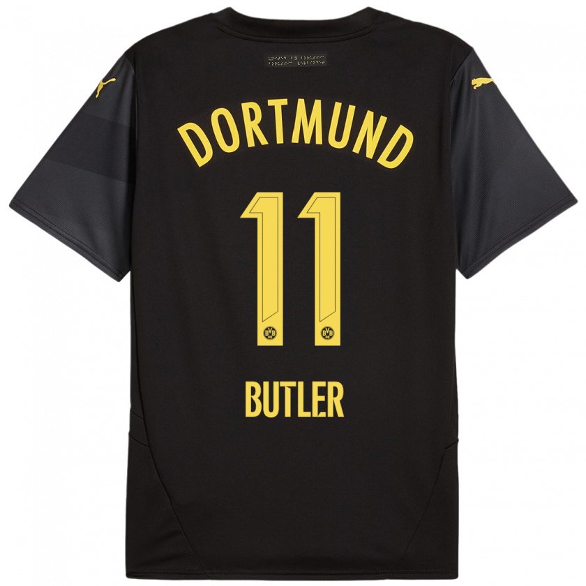 Kandiny Uomo Maglia Justin Butler #11 Nero Giallo Kit Gara Away 2024/25 Maglietta