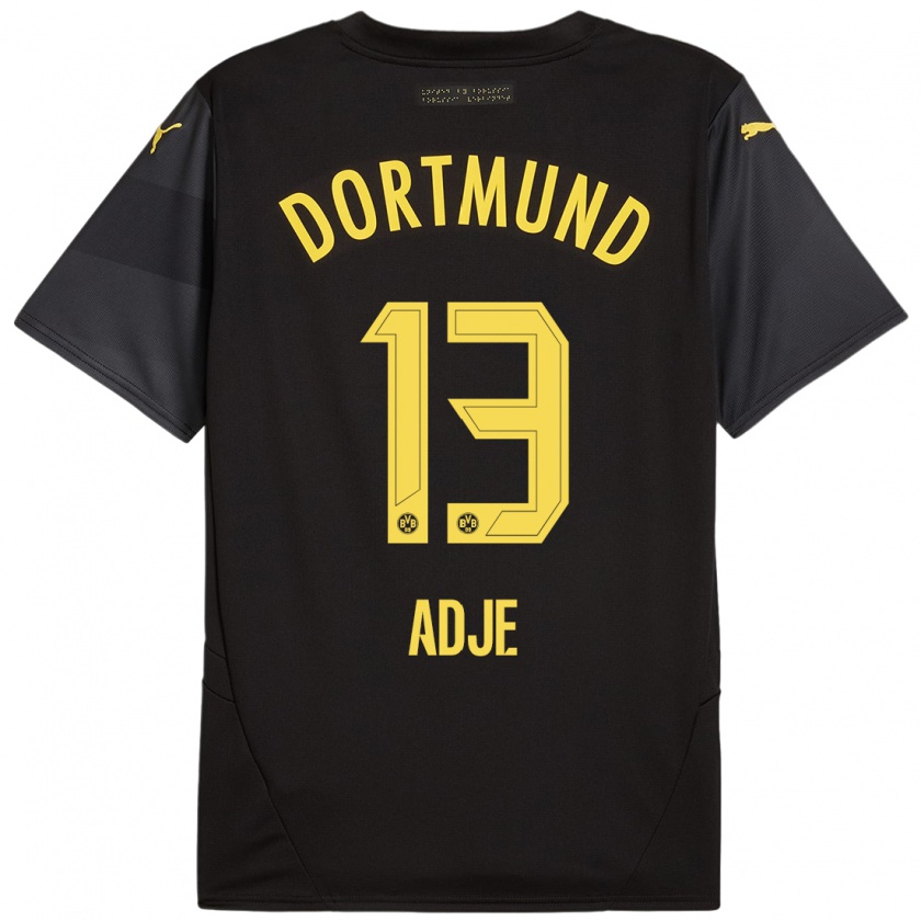 Kandiny Uomo Maglia Miguel Adje #13 Nero Giallo Kit Gara Away 2024/25 Maglietta