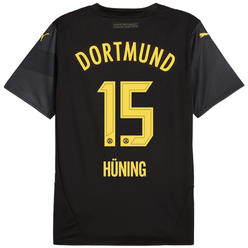 Kandiny Uomo Maglia Ben Hüning #15 Nero Giallo Kit Gara Away 2024/25 Maglietta