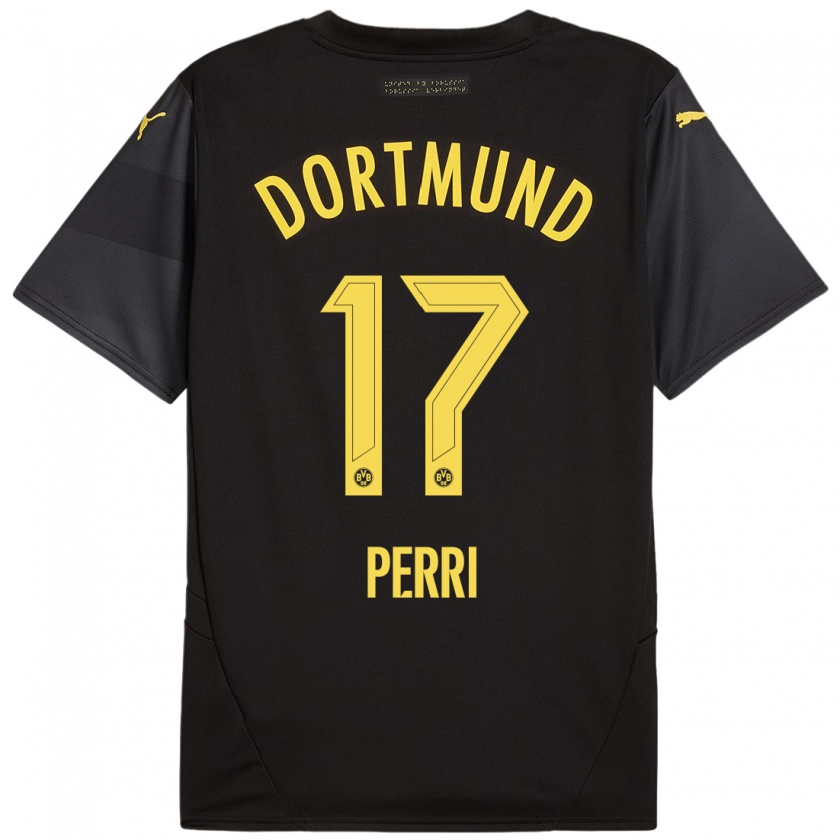 Kandiny Uomo Maglia Luca Perri #17 Nero Giallo Kit Gara Away 2024/25 Maglietta