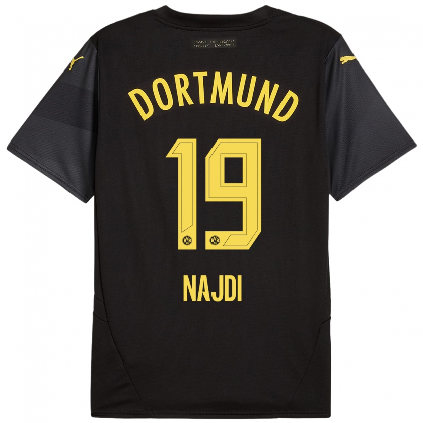 Kandiny Uomo Maglia Ahmad Najdi #19 Nero Giallo Kit Gara Away 2024/25 Maglietta