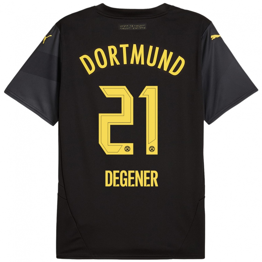 Kandiny Uomo Maglia Tim Degener #21 Nero Giallo Kit Gara Away 2024/25 Maglietta