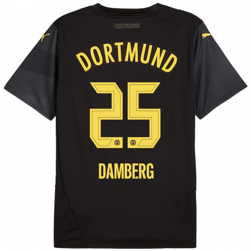 Kandiny Uomo Maglia Niclas Damberg #25 Nero Giallo Kit Gara Away 2024/25 Maglietta