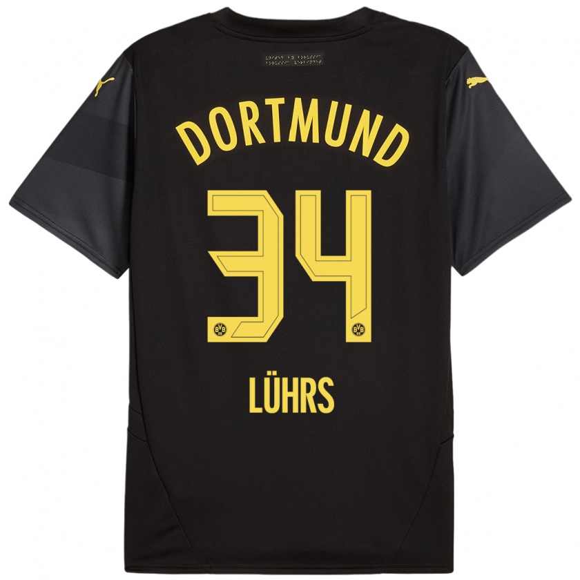 Kandiny Uomo Maglia Yannik Lührs #34 Nero Giallo Kit Gara Away 2024/25 Maglietta