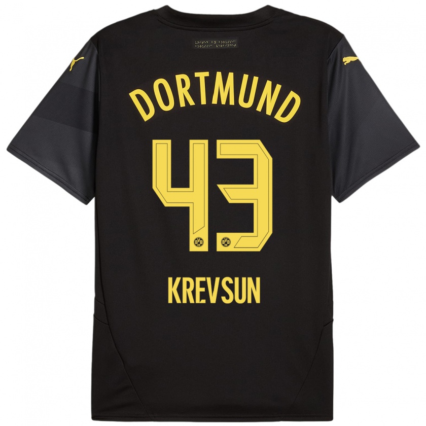 Kandiny Uomo Maglia Danylo Krevsun #43 Nero Giallo Kit Gara Away 2024/25 Maglietta