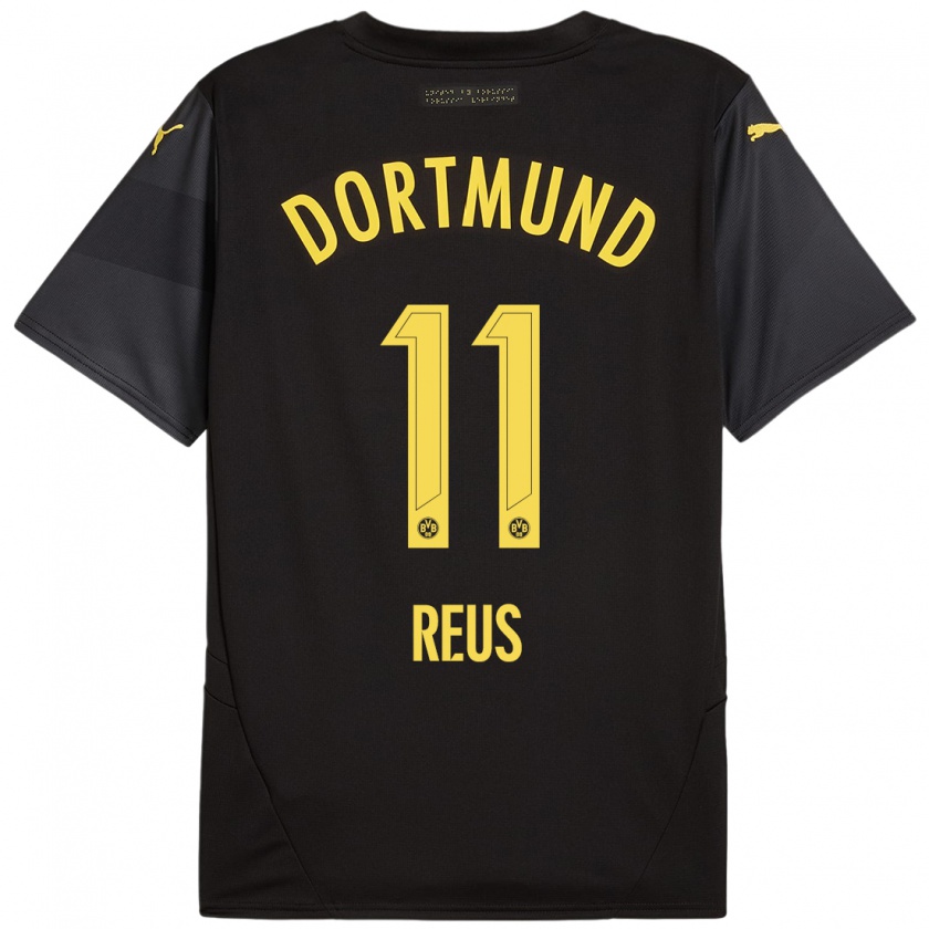 Kandiny Uomo Maglia Marco Reus #11 Nero Giallo Kit Gara Away 2024/25 Maglietta