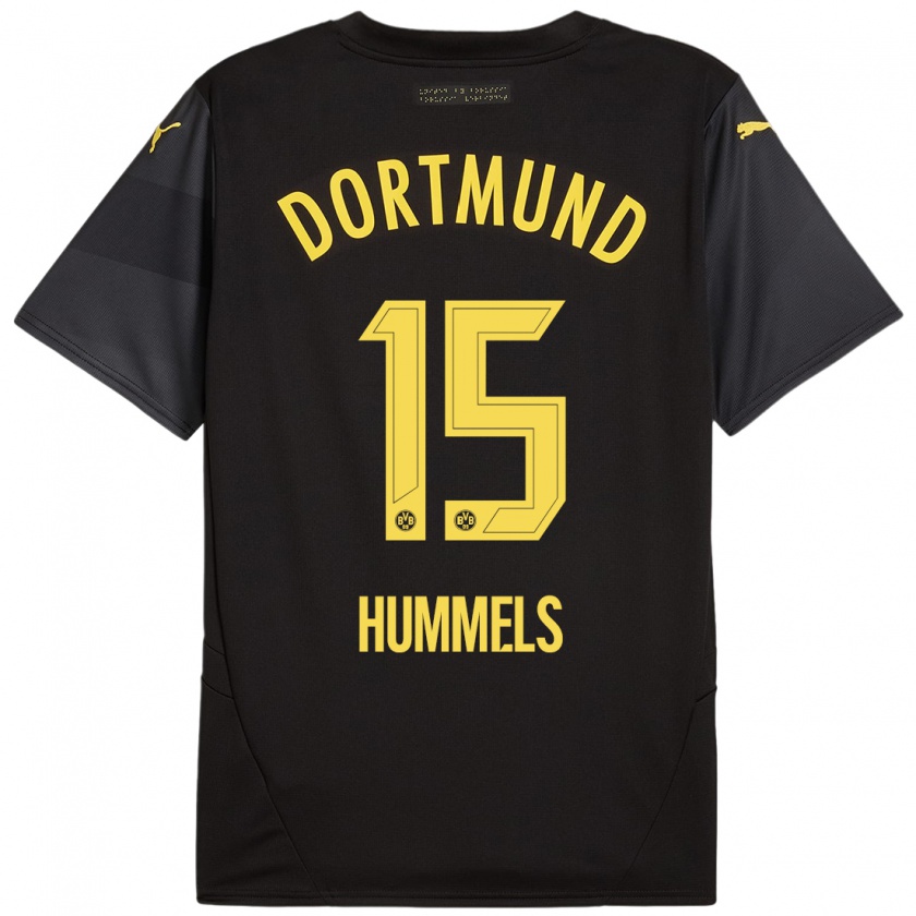 Kandiny Uomo Maglia Mats Hummels #15 Nero Giallo Kit Gara Away 2024/25 Maglietta