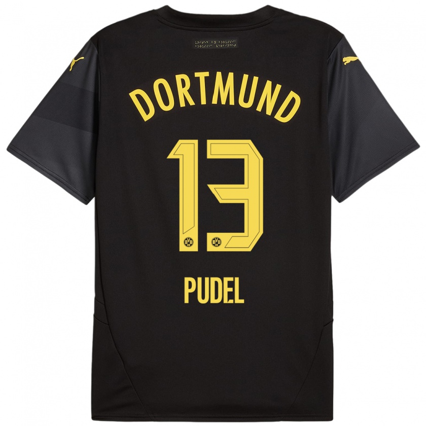 Kandiny Uomo Maglia Bjarne Pudel #13 Nero Giallo Kit Gara Away 2024/25 Maglietta