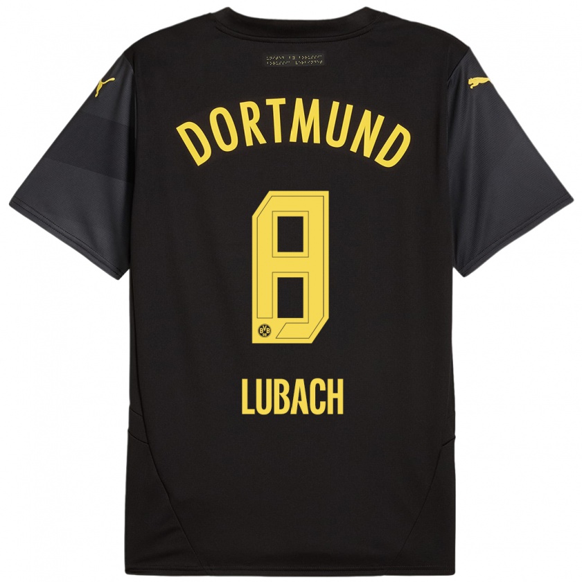 Kandiny Uomo Maglia Rafael Lubach #8 Nero Giallo Kit Gara Away 2024/25 Maglietta