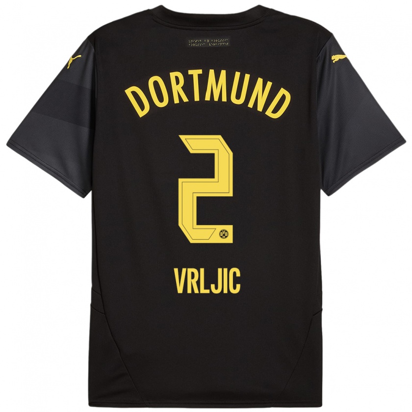 Kandiny Uomo Maglia Daniel Vrljic #2 Nero Giallo Kit Gara Away 2024/25 Maglietta