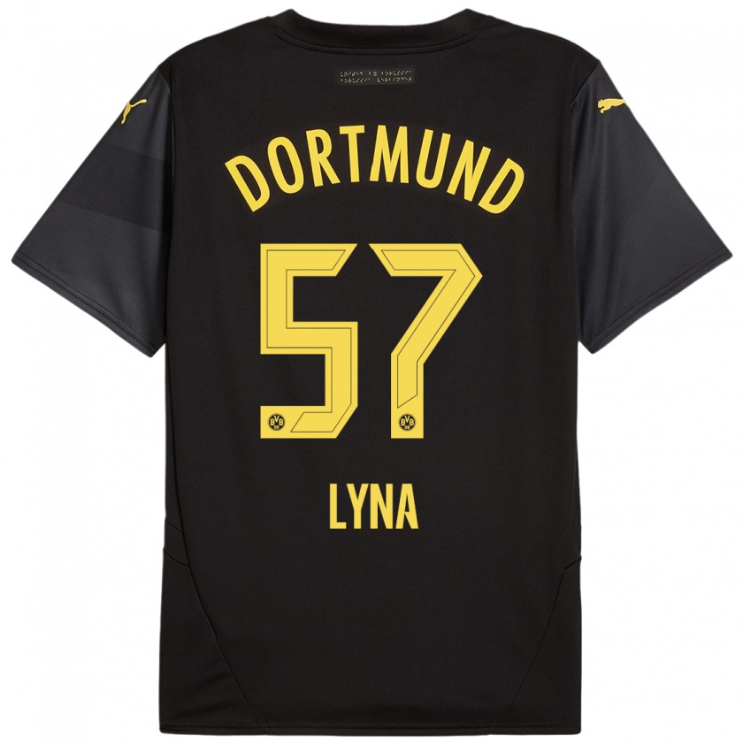 Kandiny Uomo Maglia Schwarz Lyna #57 Nero Giallo Kit Gara Away 2024/25 Maglietta