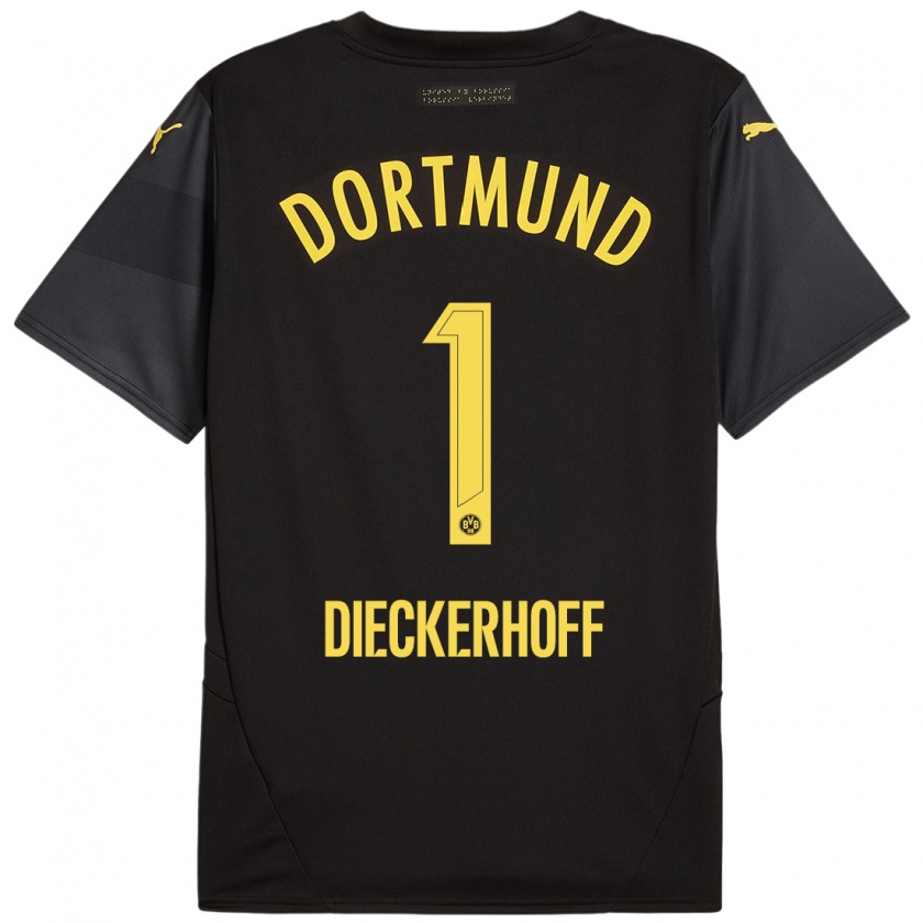 Kandiny Uomo Maglia Max Dieckerhoff #1 Nero Giallo Kit Gara Away 2024/25 Maglietta