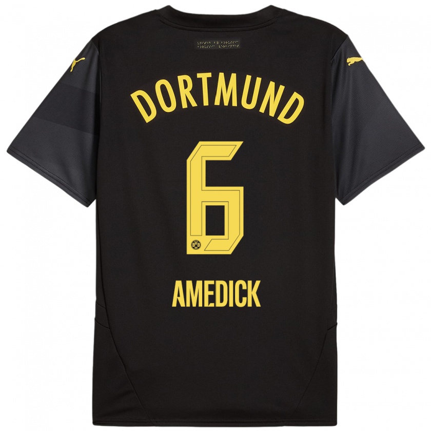 Kandiny Uomo Maglia Maik Amedick #6 Nero Giallo Kit Gara Away 2024/25 Maglietta