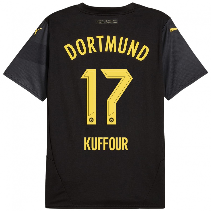 Kandiny Uomo Maglia Lloyd-Addo Kuffour #17 Nero Giallo Kit Gara Away 2024/25 Maglietta