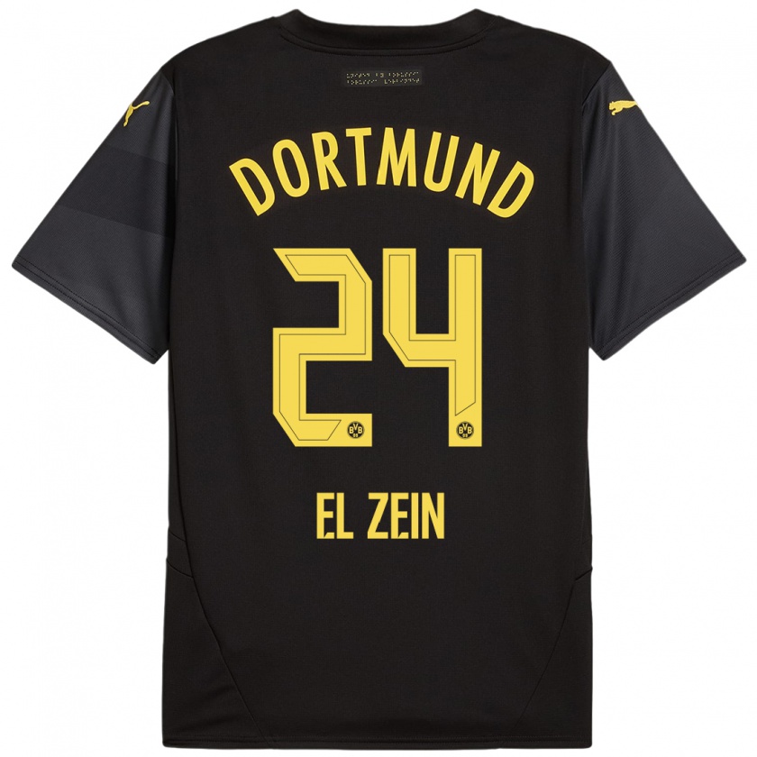 Kandiny Uomo Maglia Abu-Bekir Omer El-Zein #24 Nero Giallo Kit Gara Away 2024/25 Maglietta