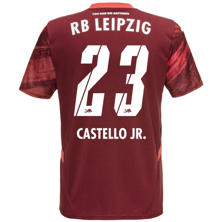 Kandiny Uomo Maglia Castello Lukeba #23 Borgogna Kit Gara Away 2024/25 Maglietta