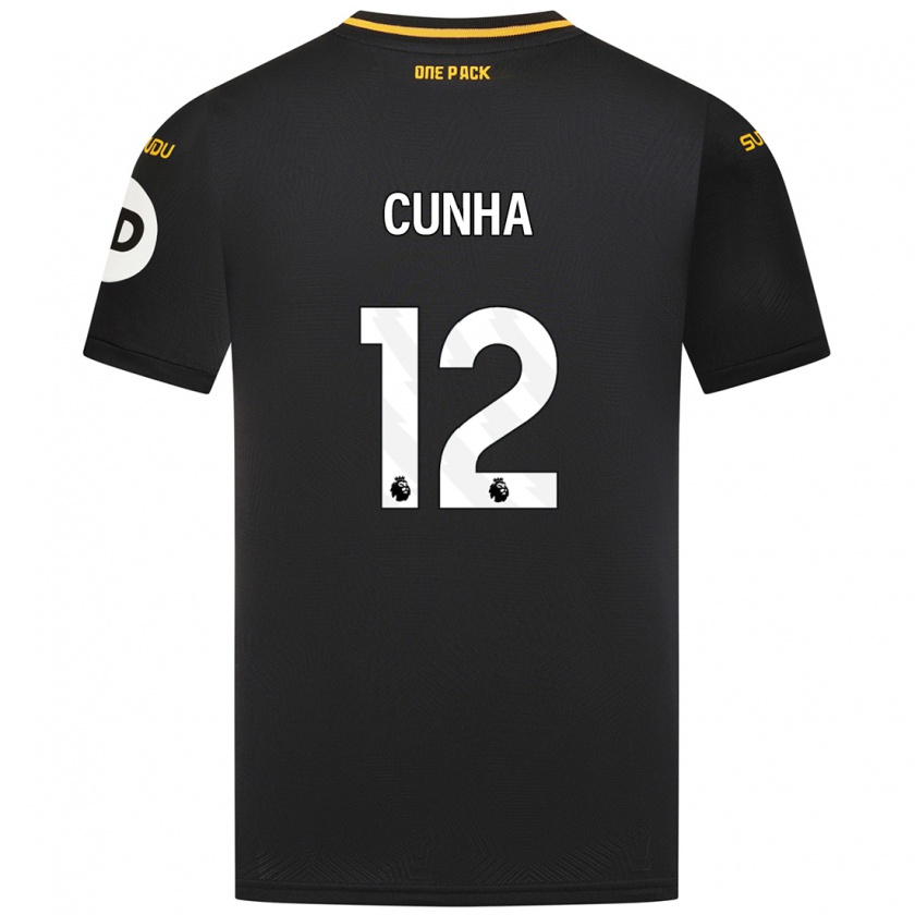 Kandiny Uomo Maglia Matheus Cunha #12 Nero Kit Gara Away 2024/25 Maglietta