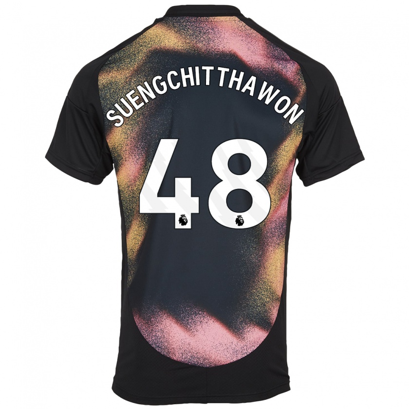 Kandiny Uomo Maglia Thanawat Suengchitthawon #48 Nero Bianco Kit Gara Away 2024/25 Maglietta