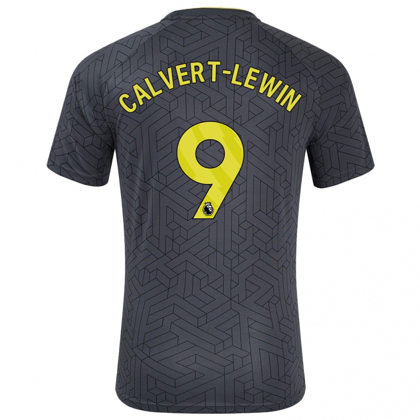 Kandiny Heren Dominic Calvert-Lewin #9 Zwart Geel Uitshirt Uittenue 2024/25 T-Shirt