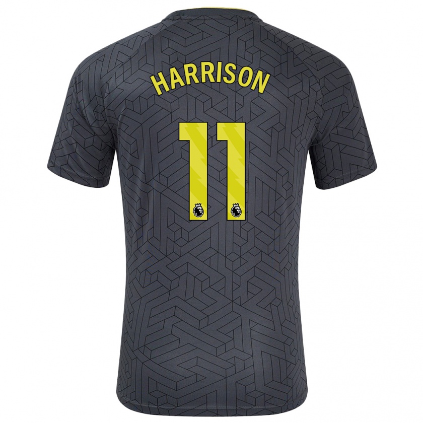 Kandiny Heren Jack Harrison #11 Zwart Geel Uitshirt Uittenue 2024/25 T-Shirt