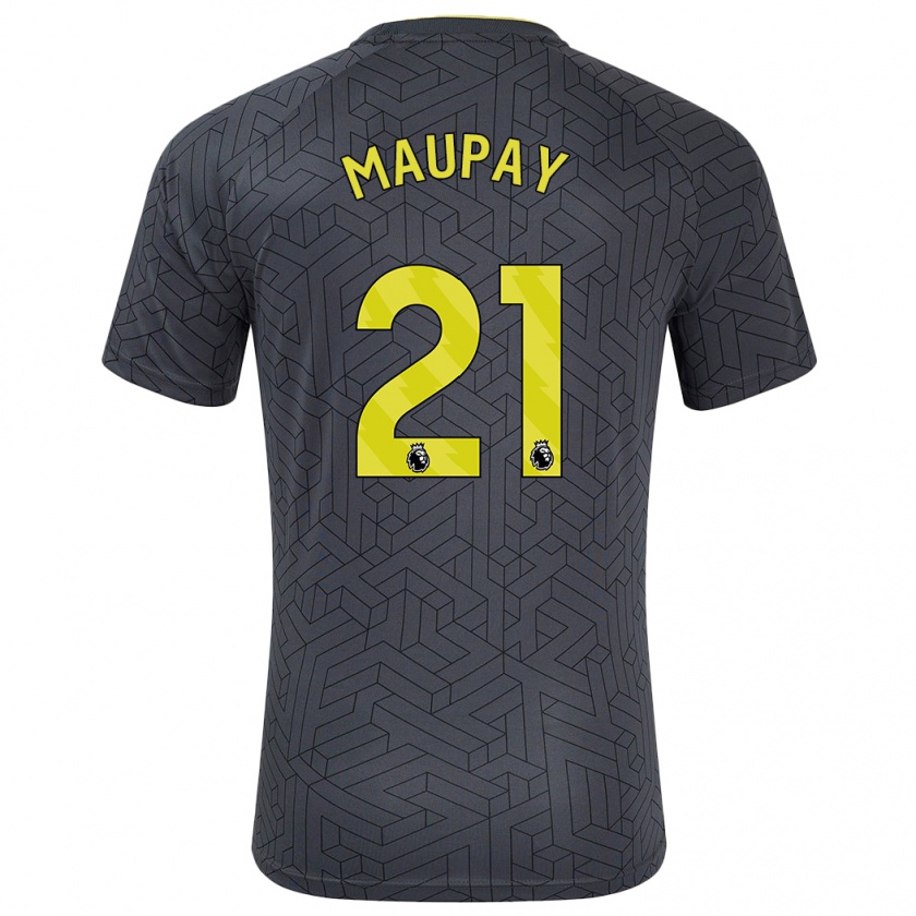 Kandiny Hombre Camiseta Neal Maupay #21 Negro Amarillo 2ª Equipación 2024/25 La Camisa