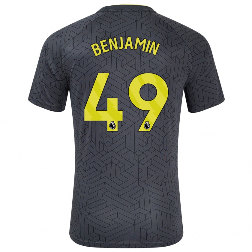 Kandiny Heren Omari Benjamin #49 Zwart Geel Uitshirt Uittenue 2024/25 T-Shirt