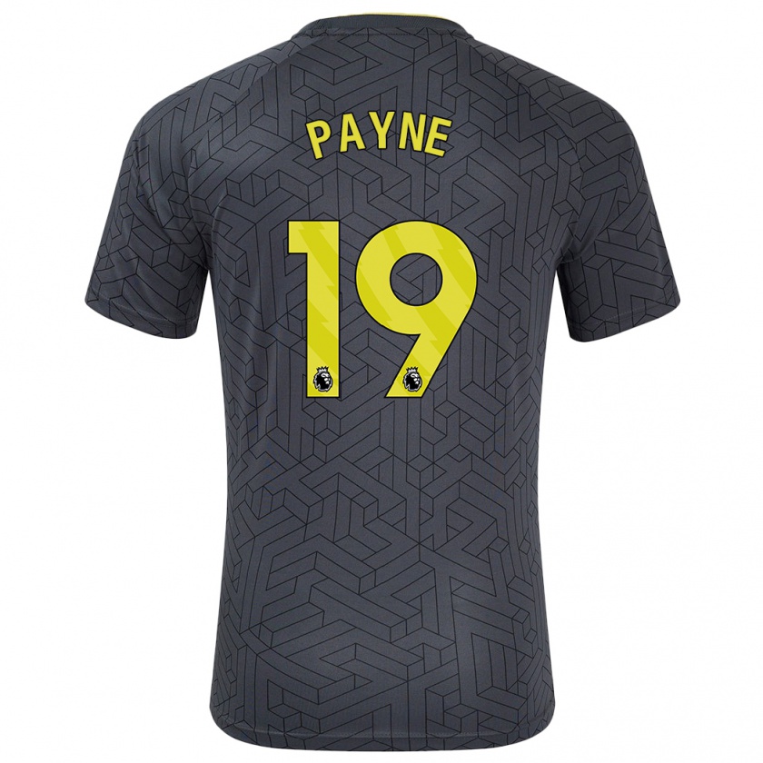 Kandiny Uomo Maglia Heather Payne #19 Nero Giallo Kit Gara Away 2024/25 Maglietta